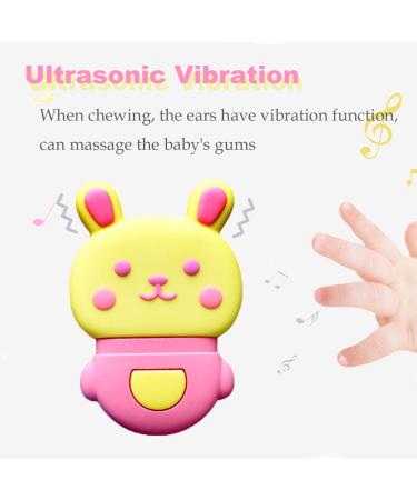 Caromolly Vibrating Teether Toy - Baby Teething Toys for Babies 0-12 Months - BPA-Free Pink Bunny Teether for Sensory Exploration and Teething Relief - Buy Online on GoSupps.com