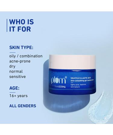 Plum Salicylic & Lactic Acid Gel Moisturizer - Hydrating & Skin-Smoothing | 100% Vegan | 50g | International Shipping - Buy Online on GoSupps.com