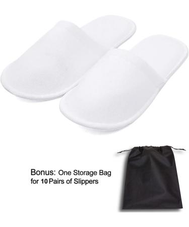AhFulife Spa Slippers for Hotel & Travel - 10 Pairs of Closed-Toe White Slippers for Men & Women (Size 8-9.5 US) - Buy Online on GoSupps.com