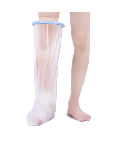 Fasola Cast Cover Half Leg Cast Protector Waterproof Leg Adult for Shower Reusable Cast Bag for Broken Knees Foot Toe Keep Bandage/Plaster/Cast Dry L-Wide Half Leg Anti-accumulation Water Ring