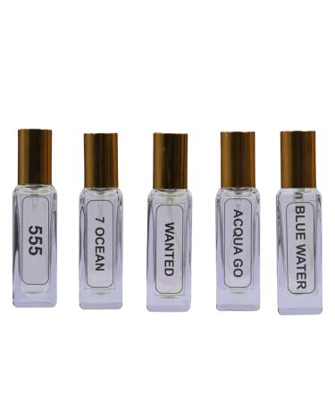 555 Seven Ocean Wanted Acqua Go Blue Water| Luxury Eau De Perfume| 5x20ML Set (100ML)| 35% Concentration Oil Perfume| Luxury Perfume For Mens| 8HR Long Lasting| Best Perfume Set