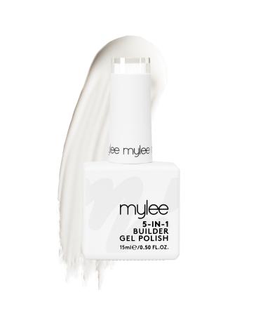 Mylee 5 in 1 Builder Base Strengthening Gel 15ml UV/LED Nail Polish Coat for Hard Strong Nails Tips & Extensions For Nail Art Decoration Decals & Jewels Professional Manicure Repair (White)