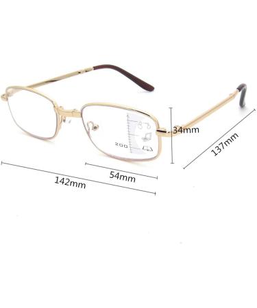 Buy Anti Blue Light Multifocal Progressive Folding Reading Glasses - 2 Pairs for Men & Women - Gold Metal - 3.0x - Buy Online on GoSupps.com