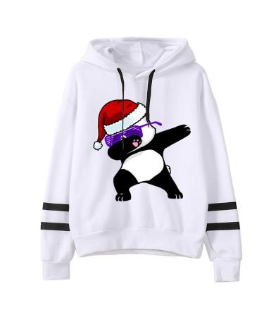 Bigfanshu Womans Fall Clothes Christmas Print Hooded Long Sleeves Sweatshirt Pullover Tops Shirt