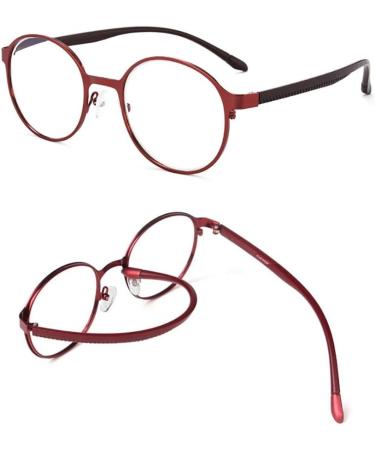 Retro Round Reading Glasses for Women - Blue Light Blocking Eyeglasses with Alloy Frame - Fashionable Red Computer Readers - Buy Online on GoSupps.com