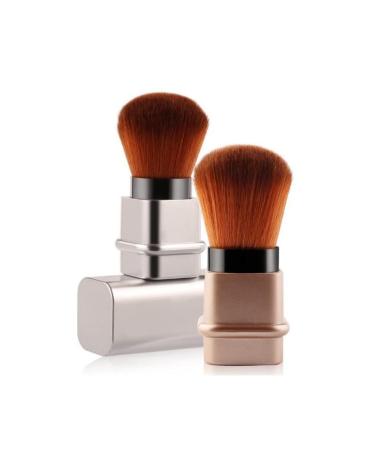 Retractable Powder Brush - Portable Makeup Brush with Cover | Travel Nail Dust Brush - Silver Face Blush Brush for Easy Application - Buy Online on GoSupps.com