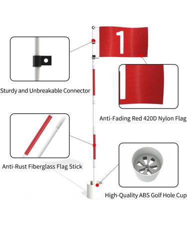 THIODOON 6ft Golf Flagstick with Detachable Cup - Anti-Rust Glass Fiber Design - Buy Online on GoSupps.com