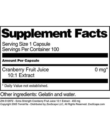 Extra Strength Cranberry Fruit Juice 10:1 Extract - 450 mg (100 Capsules ZIN: 512972) - 3 Pack - Buy Online on GoSupps.com