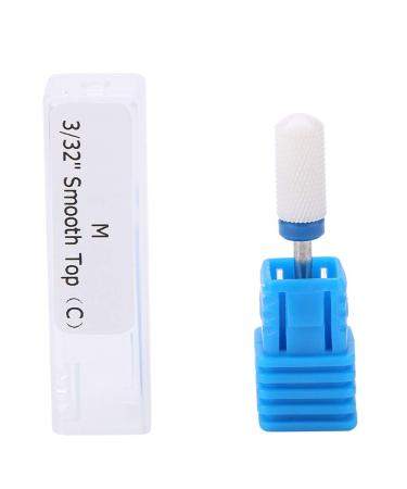 Nail Drill Bit Ceramic Manicure Drill Bits for Manicure Pedicure Cuticle Gel Nail Polishing Cylinder Shape Grinding Head with Display Base(White 03#)