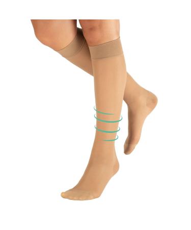 Calzitaly pack 1/2 knee socks with a gradual compression compression stockings unisex 70 den 10-14 mm/hg |Made in Italy L-XL skin color