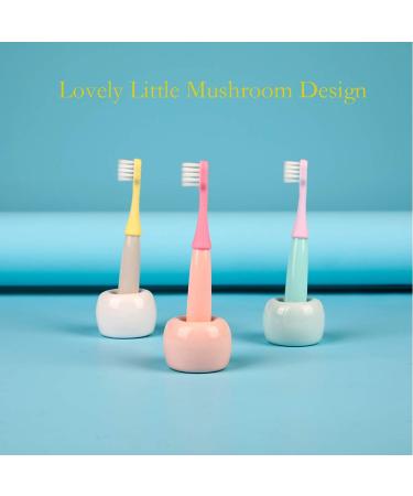 6 Pack Kids Toothbrush - Extra Soft Bristles, Little Mushroom Design - 1-3 Years - Pink, Yellow, Blue - 6 Count - Buy Online on GoSupps.com