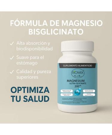 Biomix Magnesium Ultra Glycinate 200 200 mg Elemental Magnesium per Capsule 90 Vegan DRcaps 45 90 Day Supply Highly Bioavailable Gentle on Stomach No Oxide Gluten Free Non-GMO - Buy Online on GoSupps.com