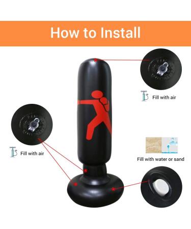 Inflatable Boxing Punching Bag for Kids/Adults - Vertical Boxing Column Tumbler Sandbags Practice Karate Training - Includes Boxing Gloves (63) - Buy Online on GoSupps.com