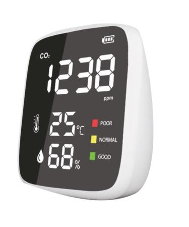 CO2 Meter Ambient Meter with Indoor Air Quality Meter Digital Hygrometer Humidity Meter and Digital Thermometer Accuracy with 3 Color Indicator Light and Highlight Display