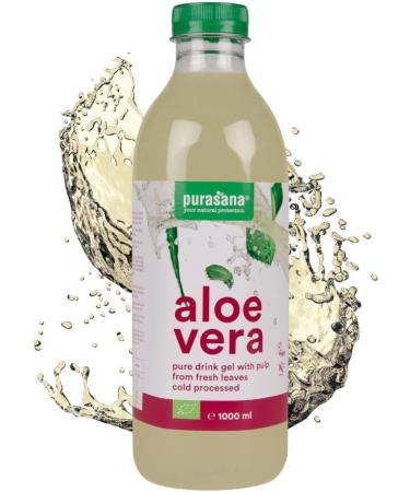 Purasana Organic Aloe Vera Drinkable Gel - Pure Unpasteurized Aloe Vera Cold Process - Supports Digestion Stamina Skin & Immune System - No Preservatives Vegan - 1 Liter - Buy Online on GoSupps.com