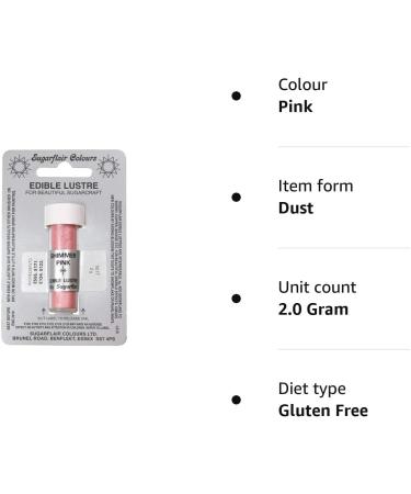 Sugarflair Shimmer Pink Edible Lustre Dust Powder - Sparkling Cake Decorating Essential - Buy Online on GoSupps.com