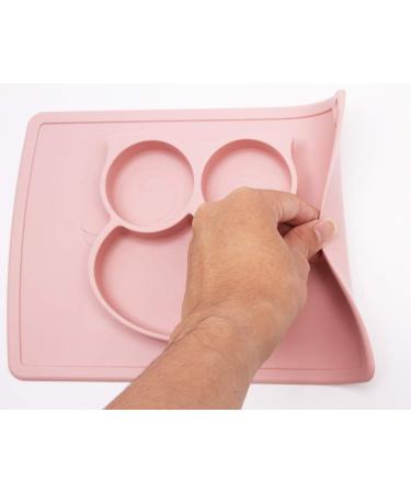 Qshare Toddler Plate | Portable BPA-Free Silicone Suction Plate for Kids | Dishwasher & Microwave Safe | 11x8x1 inch | Cream Pink - Buy Online on GoSupps.com