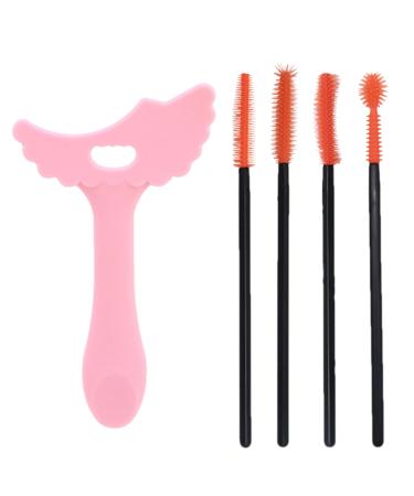 Silicone Mascara Stencil Silicone Mascara Shield Stencil Silicone Eye Makeup Tool for Dating Night Out and Daily Use Pink + Eyelash Brush