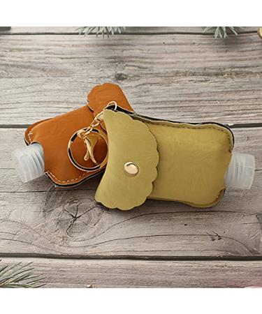 Leather Hand Sanitizer Holder Keychain with 2oz Squeeze Bottles - Olive Green - Buy Online on GoSupps.com