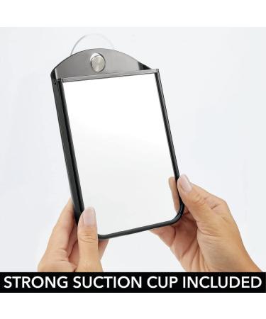 mDesign Bathroom Shower Suction Fog Away Shaving Mirror - Black/Brushed - Anti-Fog Technology - Buy Online on GoSupps.com