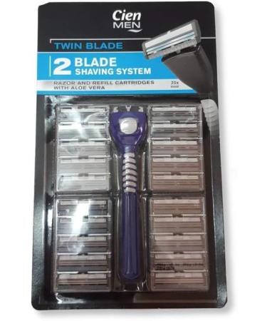 Cien Men Twin Blade Shaving System 2 Blade Razor & 20 Replacement Blades | International Shipping Available - Buy Online on GoSupps.com