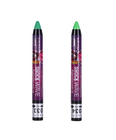 Go Ho 2PCS Green Eyeshadow Sticks Shimmer Eye Black Ultra Pigmented Makeup Eye Shadow Powder Long Lasting Eye Shadow Pen 033 Apple Green & 034 Grass Green