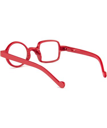 Kodilin Round Square Reading Glasses for Men & Women - Anti-Light Blue Spring Hinge +1.0 to +3.5 Power - Ideal for Computer & Gaming (Red 1.50) - Buy Online on GoSupps.com