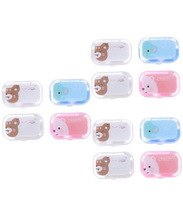 Healvian 12 boxes cartoon pupils box case container for eye contact contact case container for contact lenses carrying bag eye care box beauty mirror PP-plastic invisible