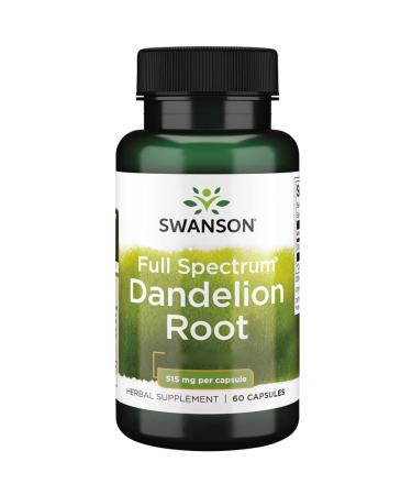 Swanson Full Spectrum Dandelion Root 515mg 60 Capsules Lab-Tested Soy Free Gluten Free Non-GMO