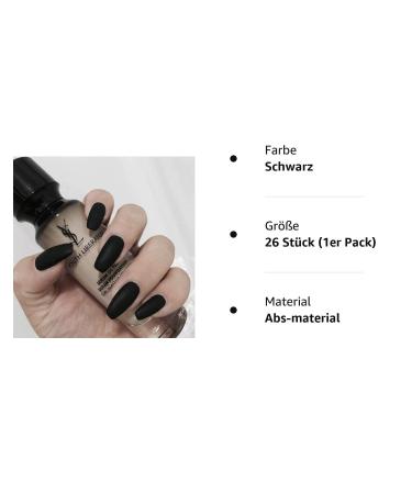 Handcess 24Pcs Black Ballerina Matte Coffin Nails - Full Cover Gel Nail Art Tips Set for Elegant Style - Buy Online on GoSupps.com