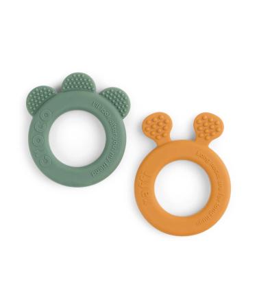 Done by Deer 4329099 Teething ring set of 2 silicone - Deer friends ochre/green