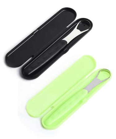 Tongue cleaner 2 pieces of Tongue Cleaner Weddhuis Tongue Brush Tounge Scrapper for adults and children to reduce bad breath with oral travel methods for men and women black and green - Buy Online on GoSupps.com
