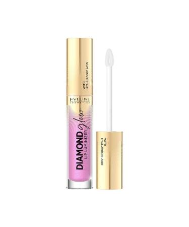 Eveline Cosmetics Diamond Glow Lip Luminizer Lip Gloss with Hyaluronic Acid - Shade #10 Pink Violet - Hydrating, Plumping, Vegan Formula