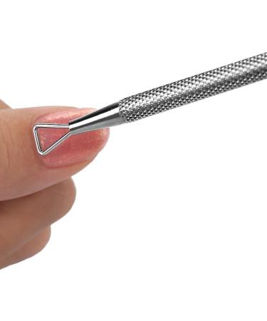 Cuticle Pusher Stainless Steel Professsional Stainless Steel Double Head Nail Cuticle Pusher Nail Polish Gel Scraper Peeler Nail Care Beauty Tool for Manicure Beauty Salon - Buy Online on GoSupps.com