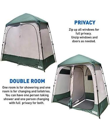 EasyGo Product Shower Shelter  Giant Portable Outdoor Pop UP Camping Shower Tent Enclosure  Changing Room  2 Rooms  Instant Tent  7.5' Tall x 4' Deep x 7.5' Wide  Green - Buy Online on GoSupps.com