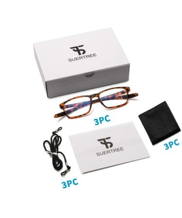 Suertree 3 Pack Blue Light Filter Reading Glasses TR90 Frame Computer Glasses for PC Gaming UV Protection & 1.5x Diopter Stylish Leopard Design for Men & Women - Buy Online on GoSupps.com