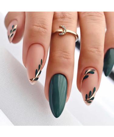 Wear Nail Patch Dark Green Small Fresh Fake Nail Patch