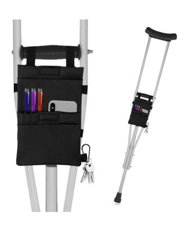 FunCee Crutch Pouch Bag, Lightweight Washable Crutch Storage Bag with 2 Pockets for Phones, Keys, pens, Water Bottle and Even Food Bag