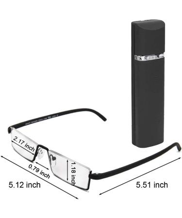 Men's Half Frame Computer Reading Glasses 2.25 - 2 Pack with Case | Black Half Rim Readers with Pouch - Buy Online on GoSupps.com