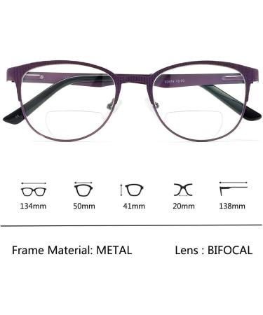 Bifocal Reading Glasses Women Blue Light Blocking Reader 2.5x - Purple & Black - Buy Online on GoSupps.com