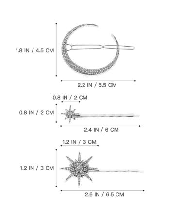 Lurrose 2 Sets Stars and Moon Hair Clips - Rhinestone Star and Moon Barrettes for Women and Girls - Silver Metal Alloy Hair Accessories - Buy Online on GoSupps.com