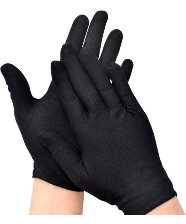 Milists 12 pairs of cotton gloves black for cosmetic moisturizing coin jewelry Inspection Inspection Honor Protection gloves black size L (thicken) l (12 Pack)