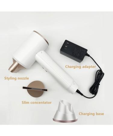 Cordless Hair Dryer 300W Rechargeable Blow Dryer 3 Heating/Speed & Cold Settings Portable Wireless Hairdryer for Travel Outdoor Home Contain 2 Nozzle - Buy Online on GoSupps.com