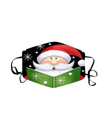 1 Pieces Adults Protect_Cover_Mask Washable Reusable Christmas Print With Filter Pocket Adjustable Earloops (H)