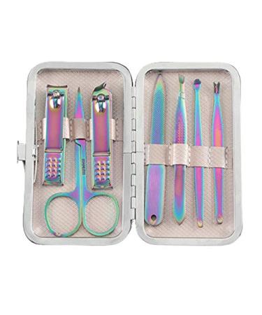 Nail Clipper Set Colorful Titanium Nail Clippers Set 7 Pieces Stainless Steel Nail Scissors Beauty Nail Art Manicure Pedicure Nail Tool Nail Clipper Kit