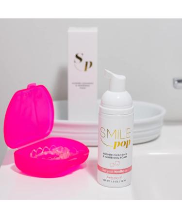 Smile Pop Mint Aligner Cleaner & Whitener Foam - Hydrogen Peroxide Retainer Cleaner for Invisalign, Dentures, Essix Trays - Fights Bad Breath, Brightens Teeth, Kills Germs - Buy Online on GoSupps.com