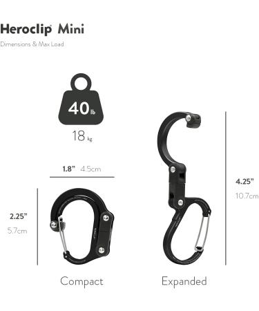 HEROCLIP Mini Carabiner Clip & Hook - Black & Blue for Travel, Luggage, Purse, Small Bags - Buy Online on GoSupps.com