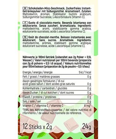 Intick Sugar-Free Instant Chocolate Mint Drink | Vegan Low-Calorie Beverage Powder | 12-Pack (12 x 0.5L) with Vitamin C - Ideal for Milk or Water - Buy Online on GoSupps.com