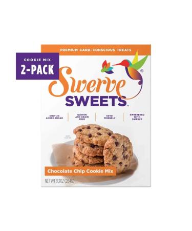 Swerve Sweets Chocolate Chip Cookie Baking Mix - Keto Diet Friendly Low Carb Gluten Free Easy to Make 9.3 Oz (Pack of 2)