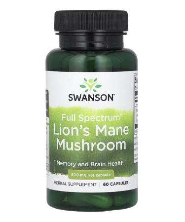 Swanson - Full Spectrum Lion's Mane Mushroom | Mental Clarity & Health Supports - 60 Softgels